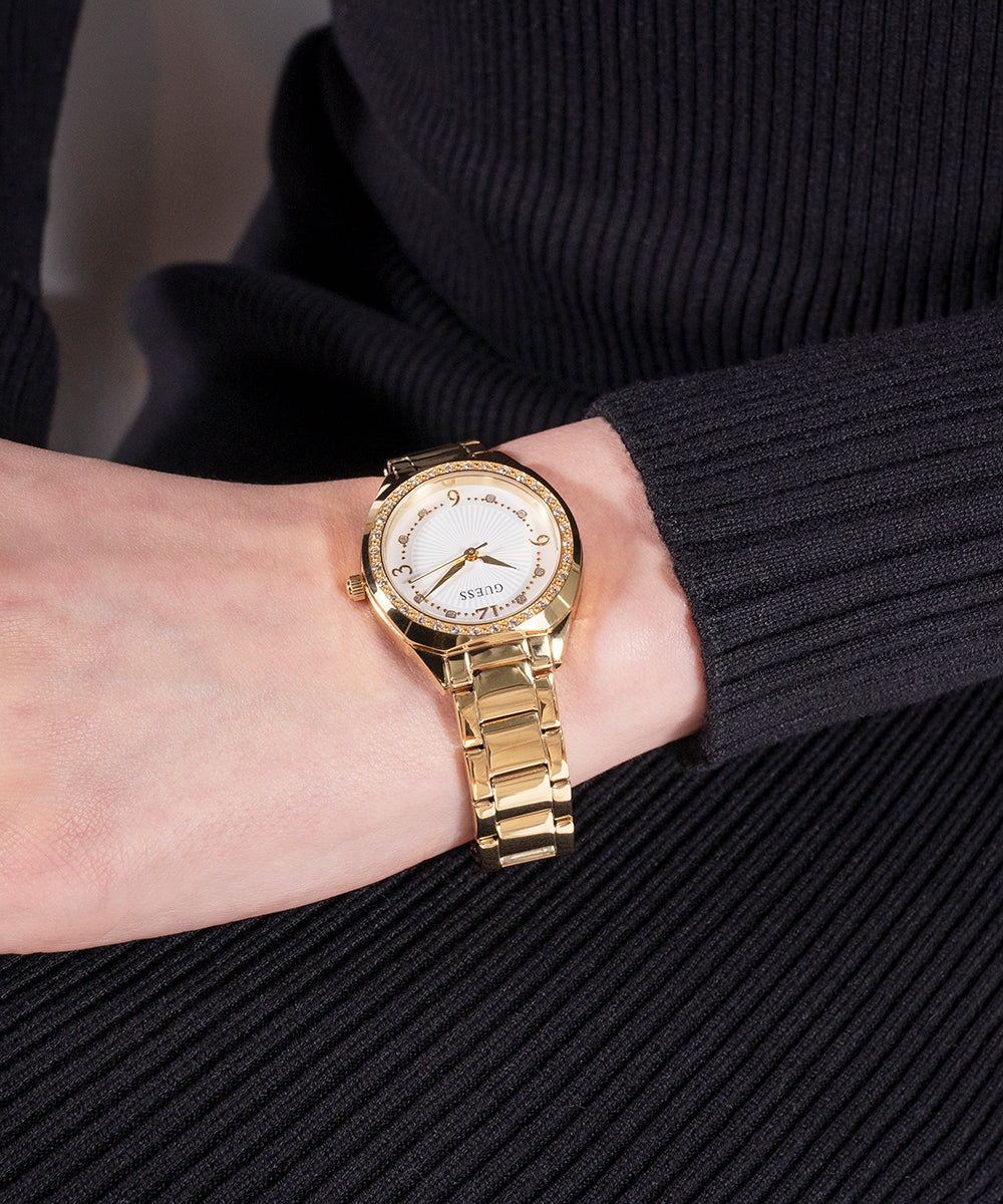Guess Ladies Charlotte White Dial Quartz Analog Gold Tone - GW0767L2 GUESS Guess Ladies Charlotte White Dial Quartz Analog Gold Tone - GW0767L2 GUESS