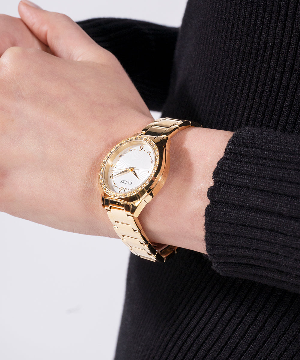 Guess Ladies Charlotte White Dial Quartz Analog Gold Tone - GW0767L2 GUESS Guess Ladies Charlotte White Dial Quartz Analog Gold Tone - GW0767L2 GUESS