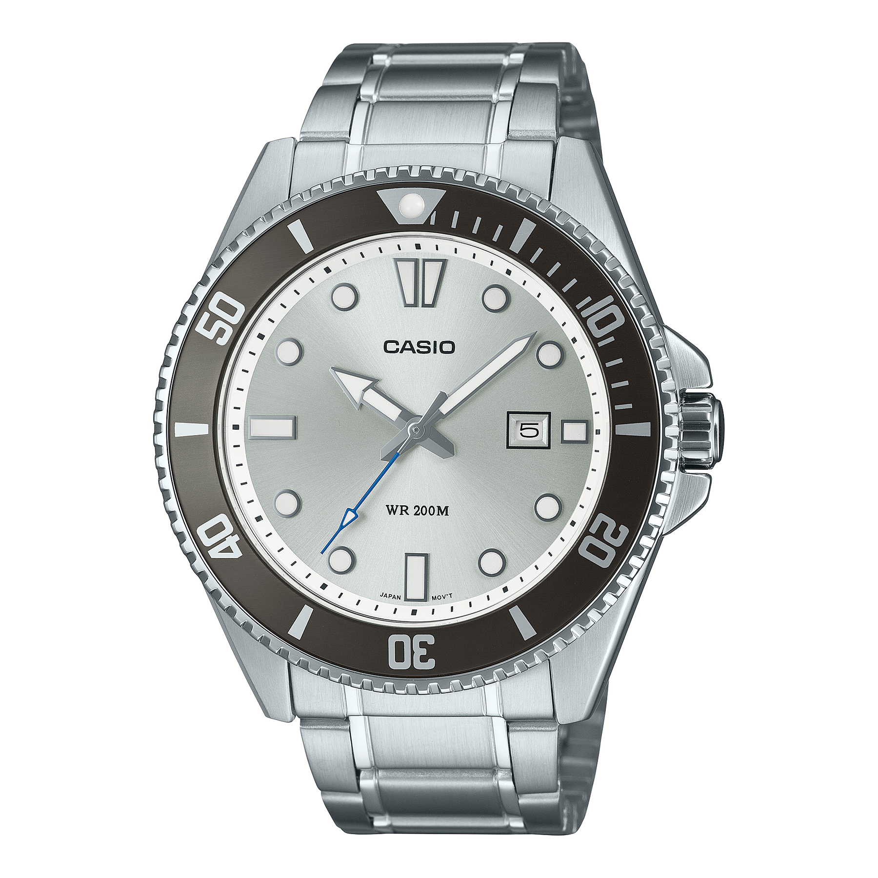 Casio Gents 200M WR Silver Dial Silver Case & Band - MDV107D-7A CASIO 