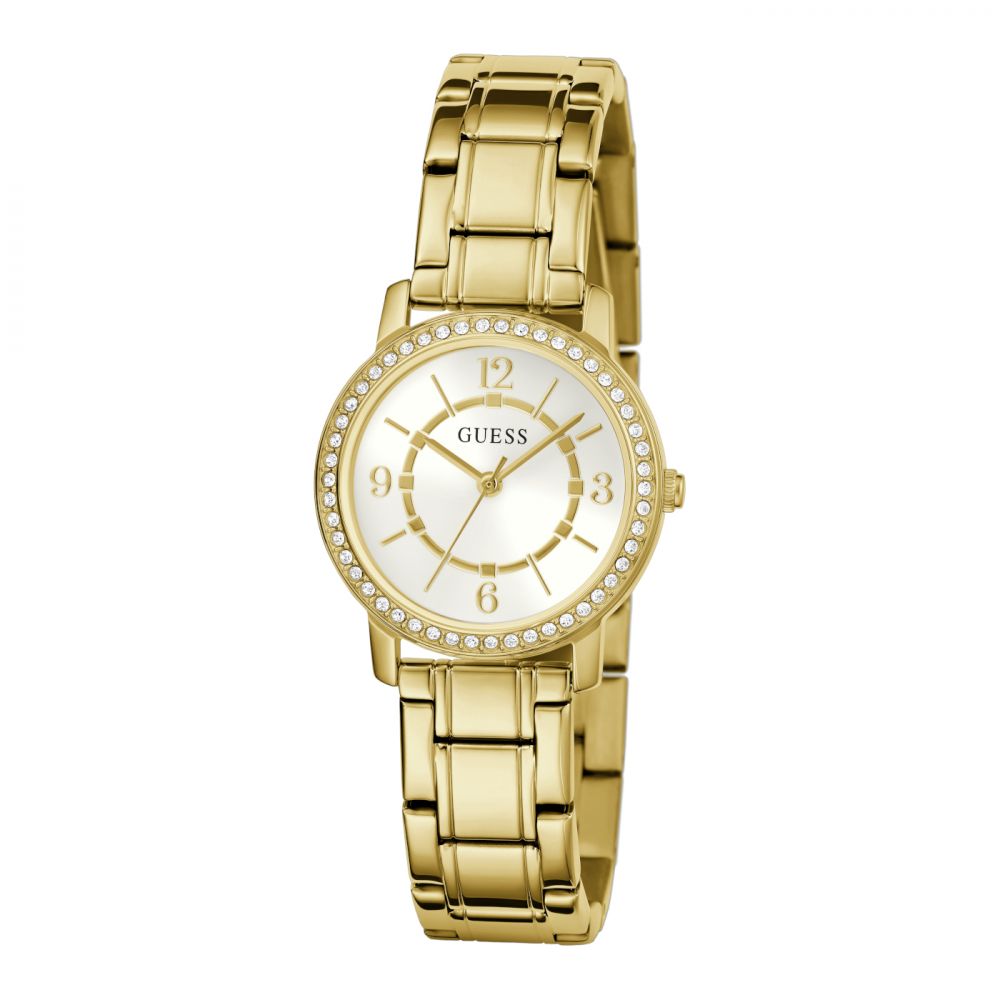 Guess Ladies Melody White Dial Gold Case & Strap Watch - GW0468L2 GUESS 