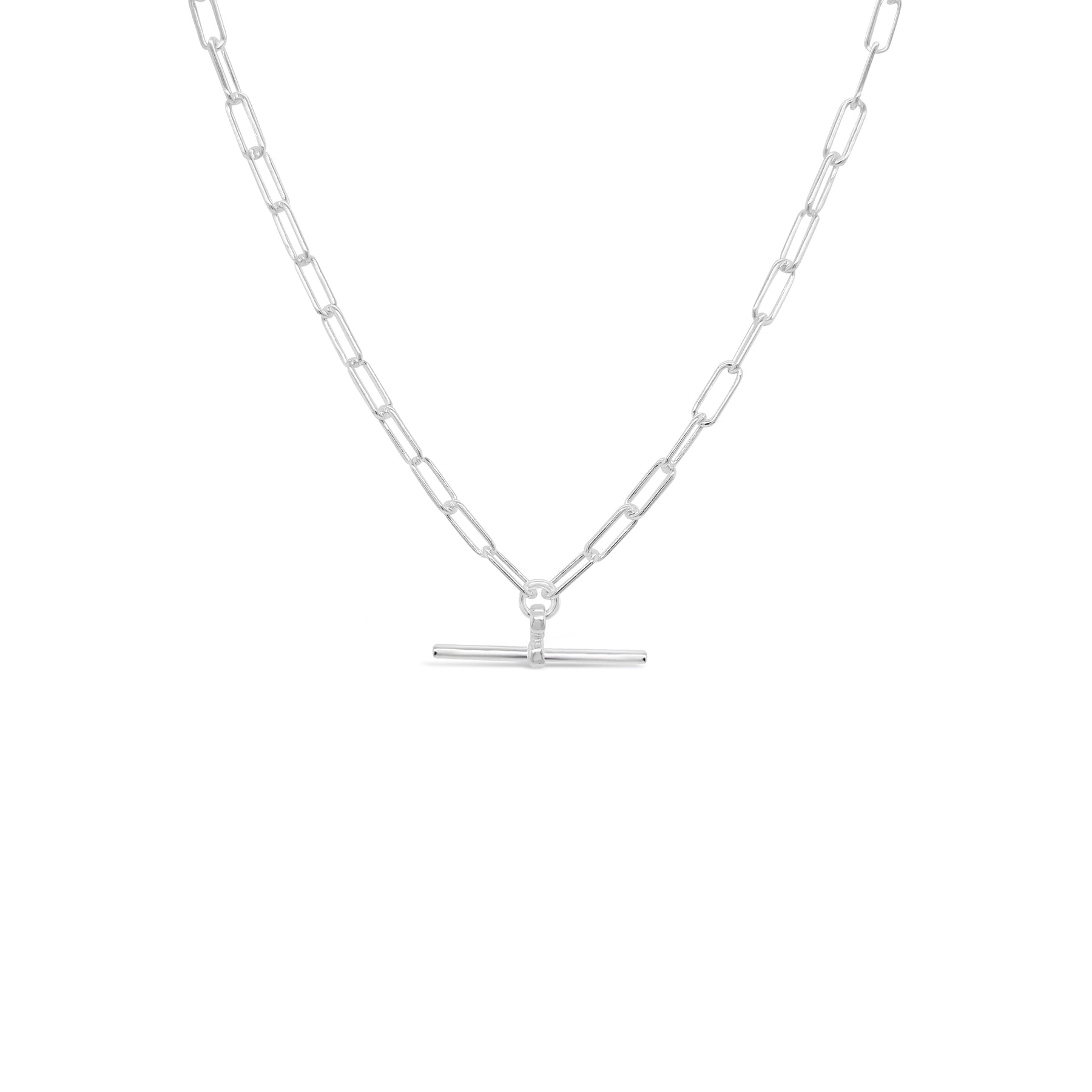 Sterling Silver Paperclip Plain Fob Chain 45cm - 5N0036 bulova 