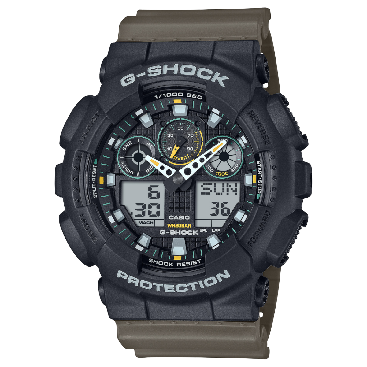 Casio G-Shock Duel Time  Black Case & Baige Band 200M WR - GA100TU-1A3 G-SHOCK 