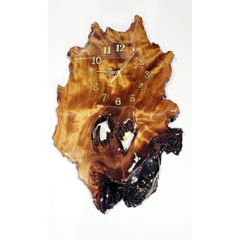 New Zealand Swamp Kauri Pendulum Wall Clock with NZ Map Paua Shell Inlay  - KC-LVZ 21ST MIRROR KEYS 