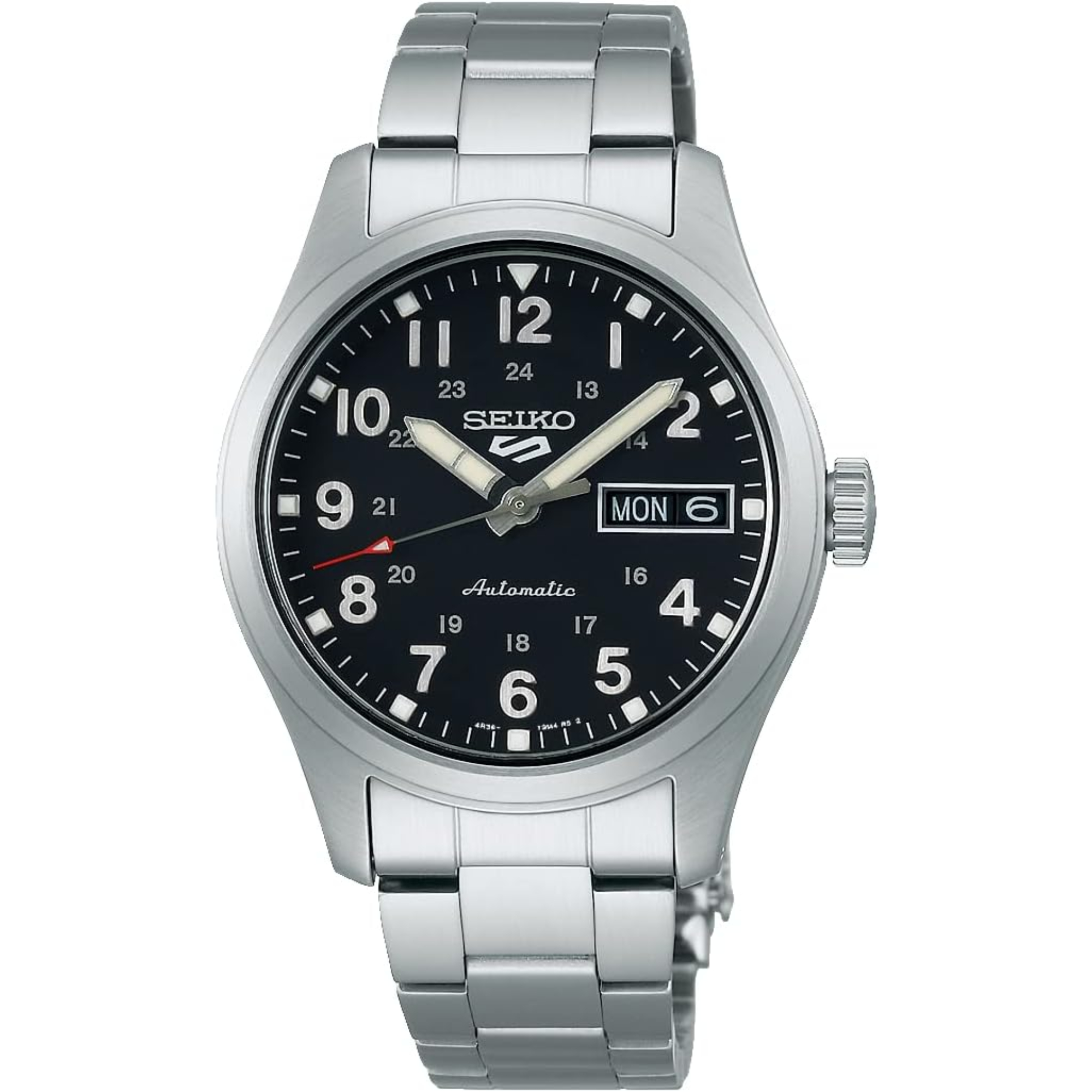Seiko 5 Sports ‘In the metal’ Midfield Automatic Black Dial Steel Bracelet Watch SRPJ81K1 WATCH 