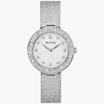 Bulova Ladies' Silver Tone Champagne Dial WIth Crystal Markers Bezel Bracelet 32mm Watch - 96L329 G-SHOCK 