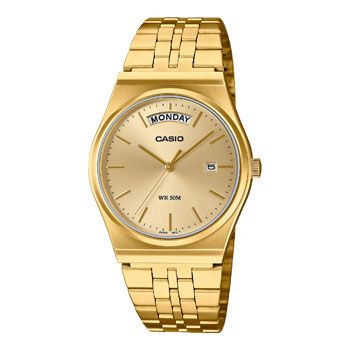 Casio Analogue Day Date Retro Gold Dial Gold Case & Band Watch - MTPB146G-9A CASIO 
