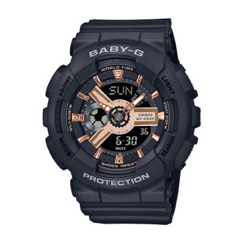 Casio Baby-G Duel Time Black Resin Band 100M WR - BA110XRG-1A G-SHOCK 