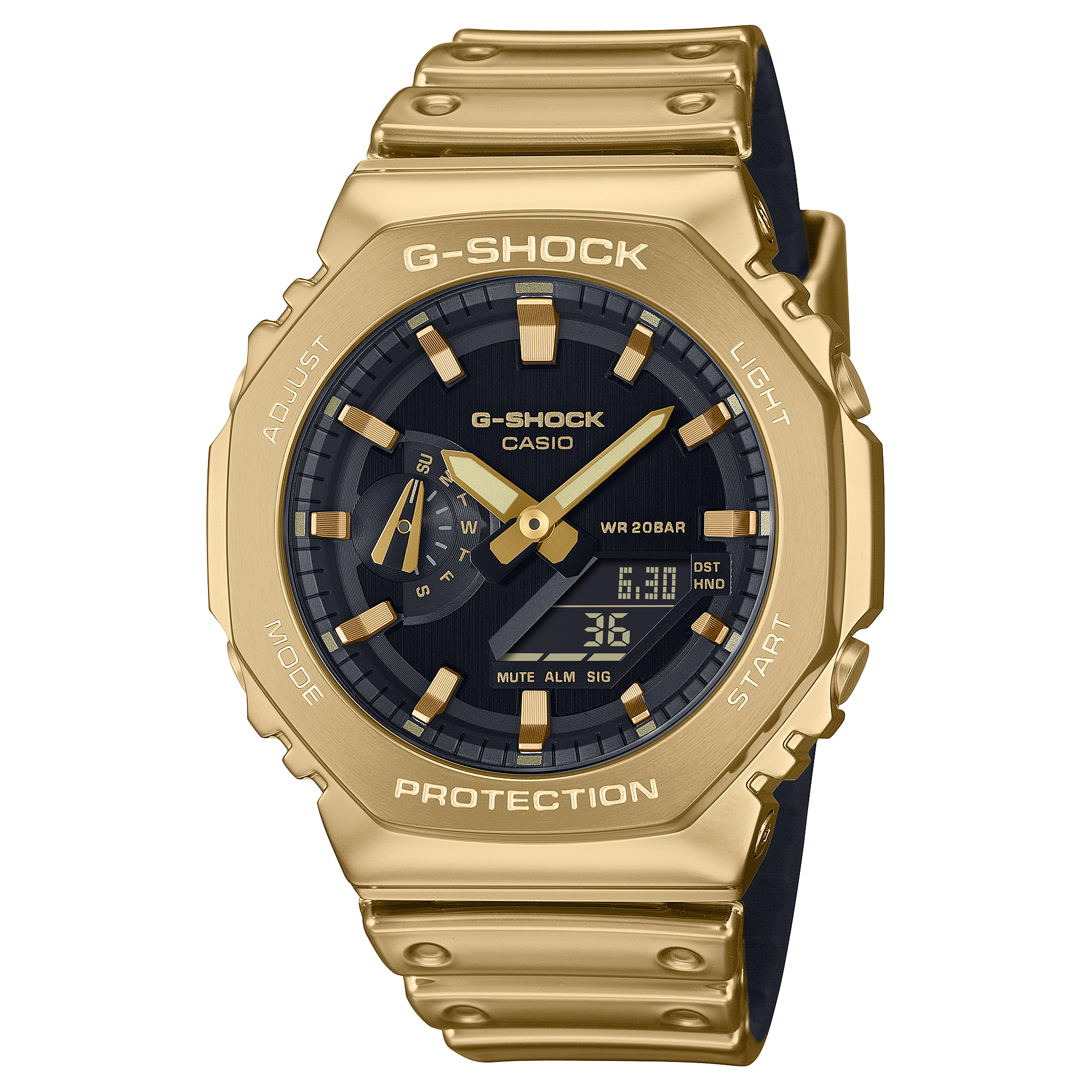 CASIO G-Shock Duel Gold Tone Stainless Case and Gold Tone Tough Silicone Band 200M WR - GM2100YMG-9A G-SHOCK 