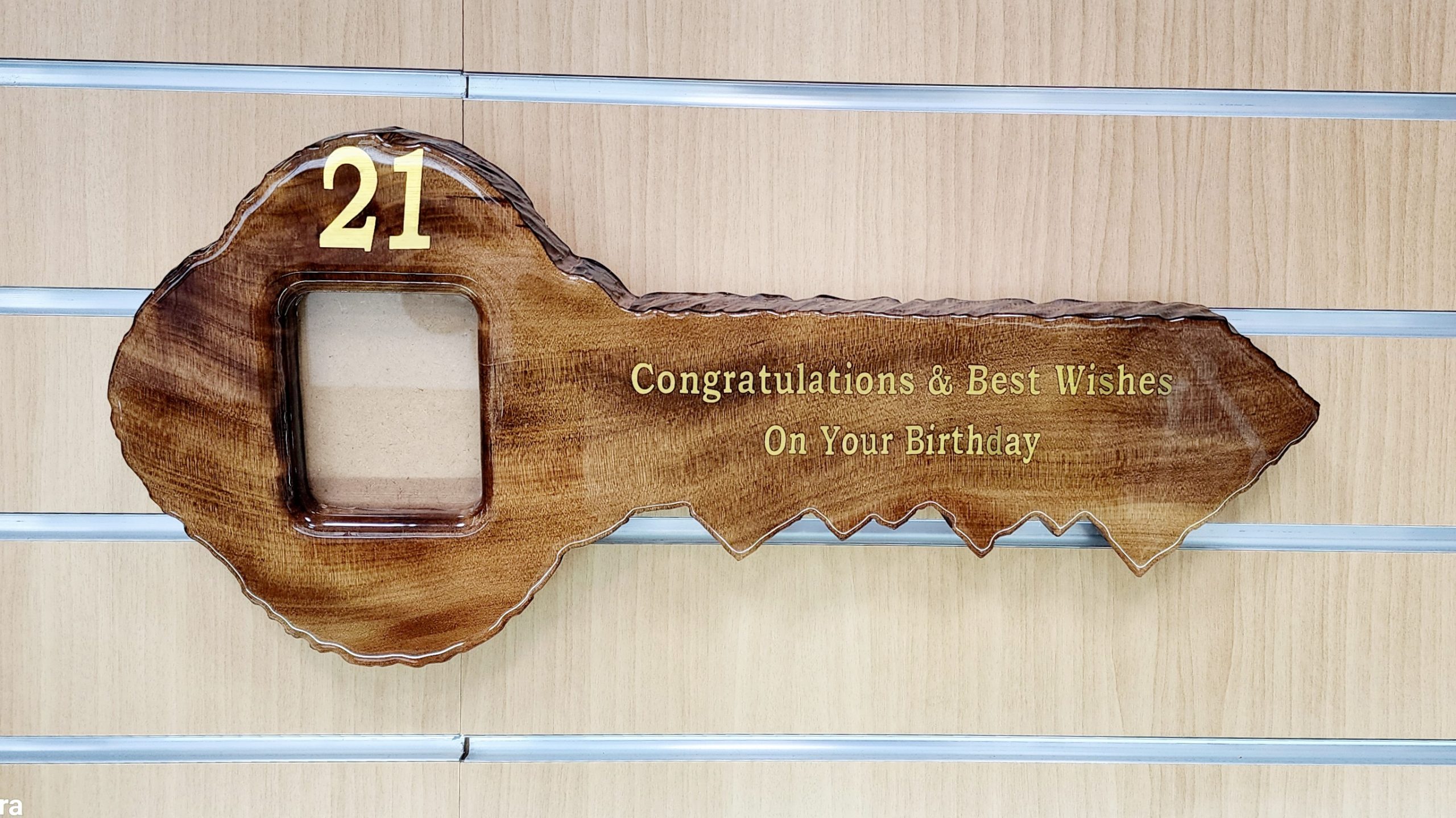 New Zealand Swamp Kauri 21st Wooden Key with Photo Insert - KW2501 21st Keys 