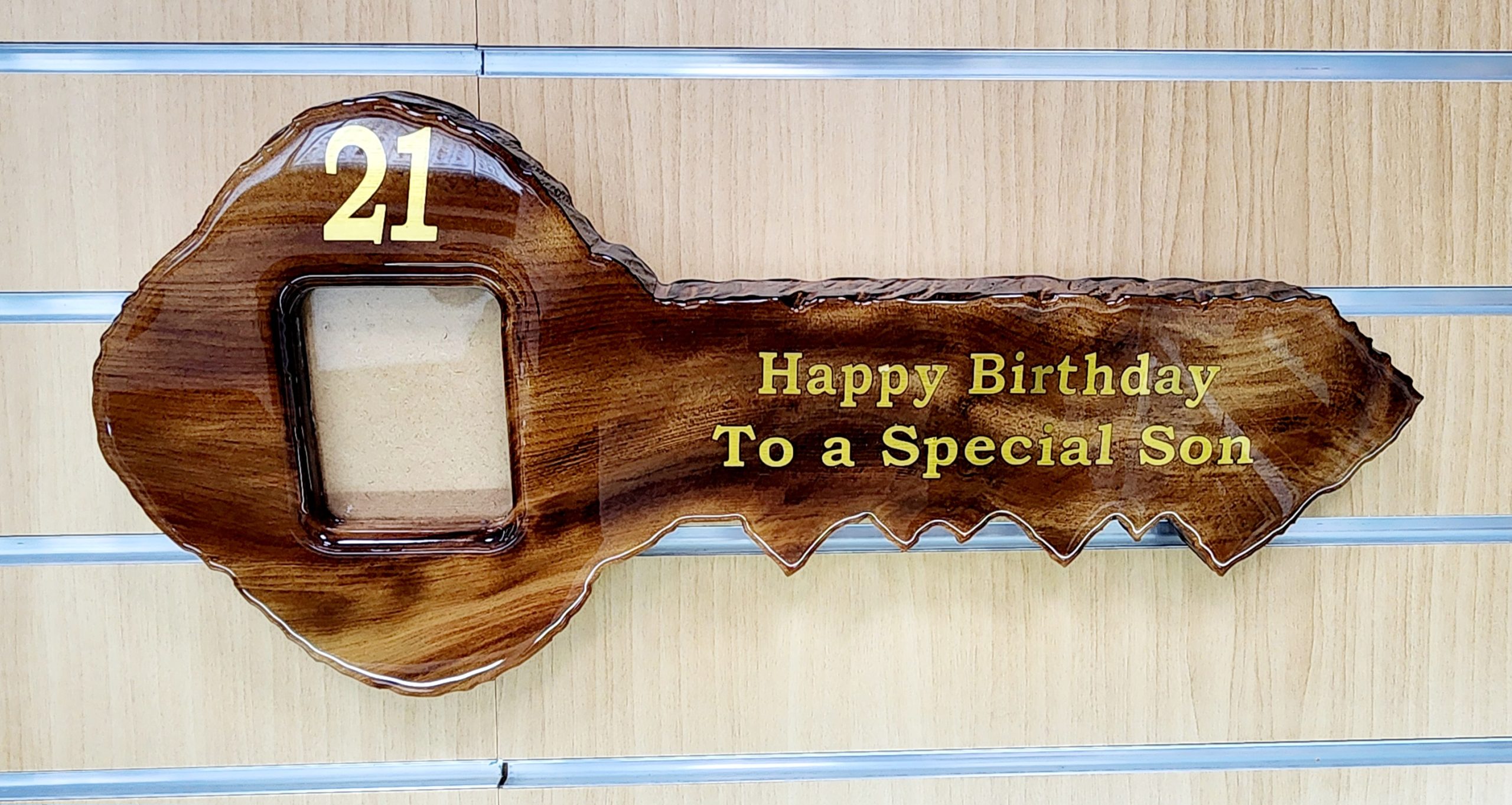 New Zealand Swamp Kauri 21st Wooden Key with Photo Insert - KW2504 21st Keys 