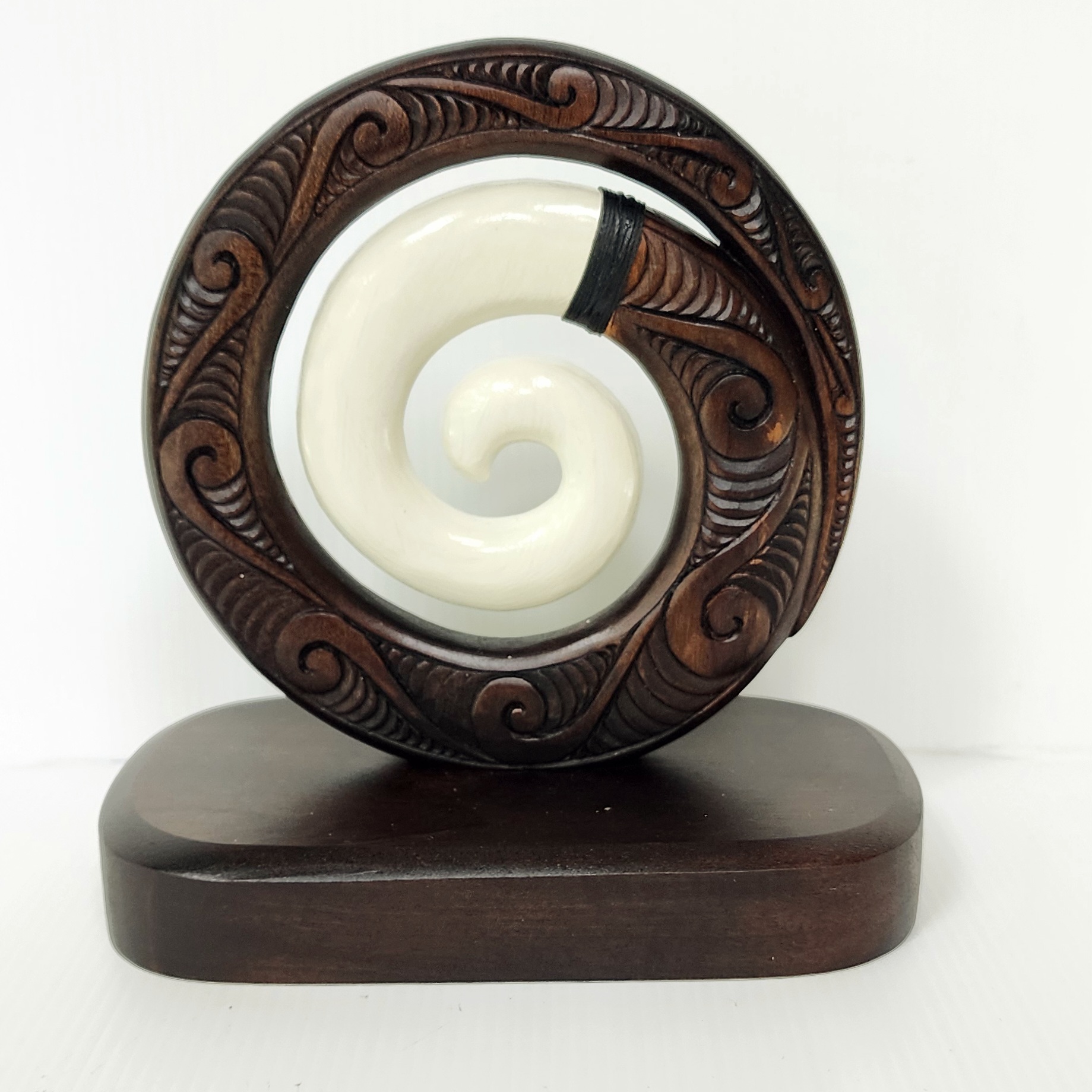 Wooden Carved Koru with White Resin on Base 175mm High 9ct Gold Ring, Gold Jewellery, Gold Rings 