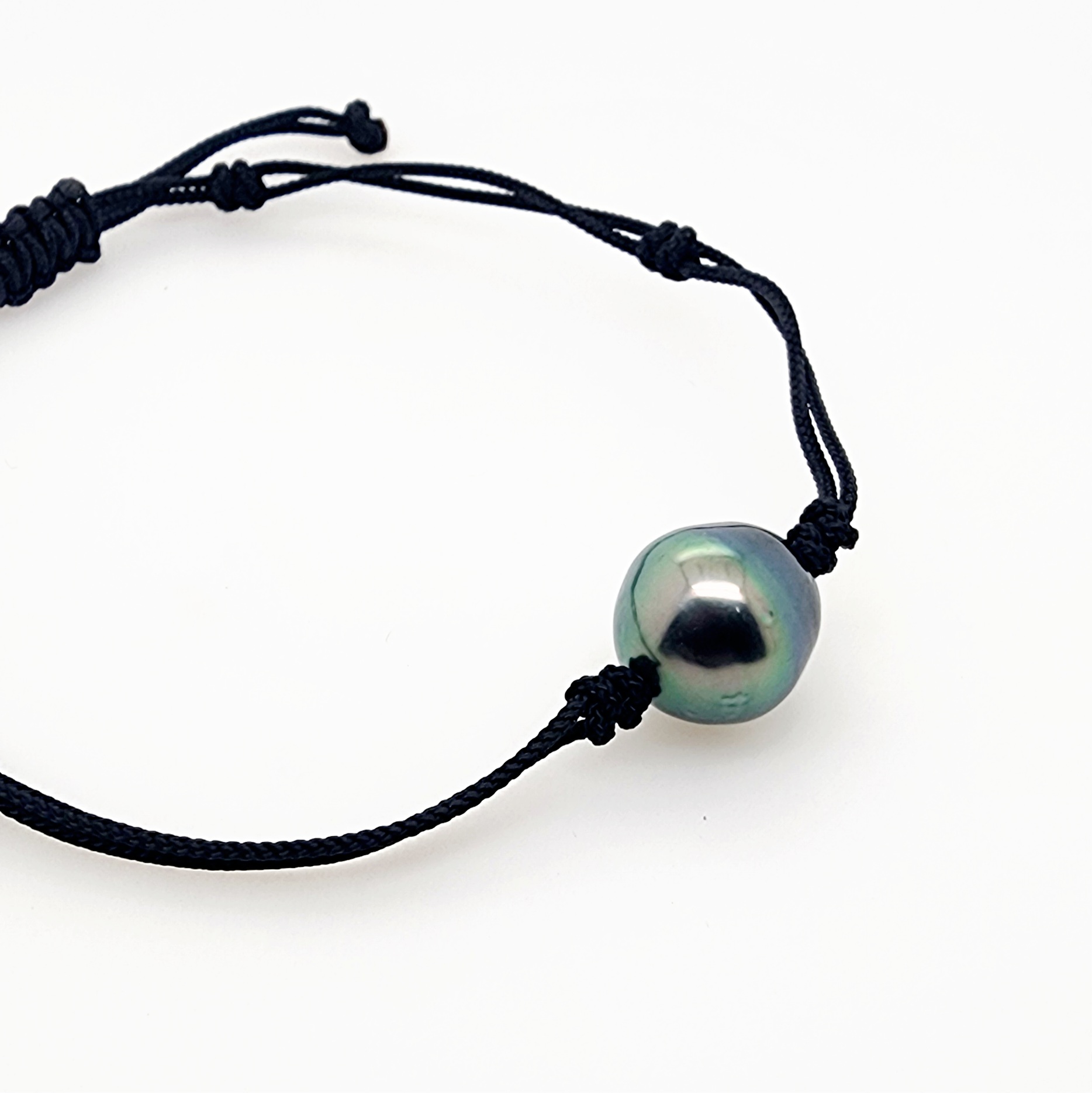 11mm Semi Baroque Tahitian Black Pearl, Unisex Black Cord Adjustable Size Bracelet - 22072803BLK Pearl Jewellery, Sterling Silver Pearl Jewellery 11mm Semi Baroque Tahitian Black Pearl, Unisex Black Cord Adjustable Size Bracelet - 22072803BLK Pearl Jewellery, Sterling Silver Pearl Jewellery
