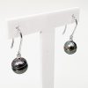 Sterling Silver 8.5mm Round Tahitian Black Pearl Hook Earrings - NJ0099 Greenstone?Jewellery Sterling Silver 8.5mm Round Tahitian Black Pearl Hook Earrings - NJ0099 Greenstone?Jewellery