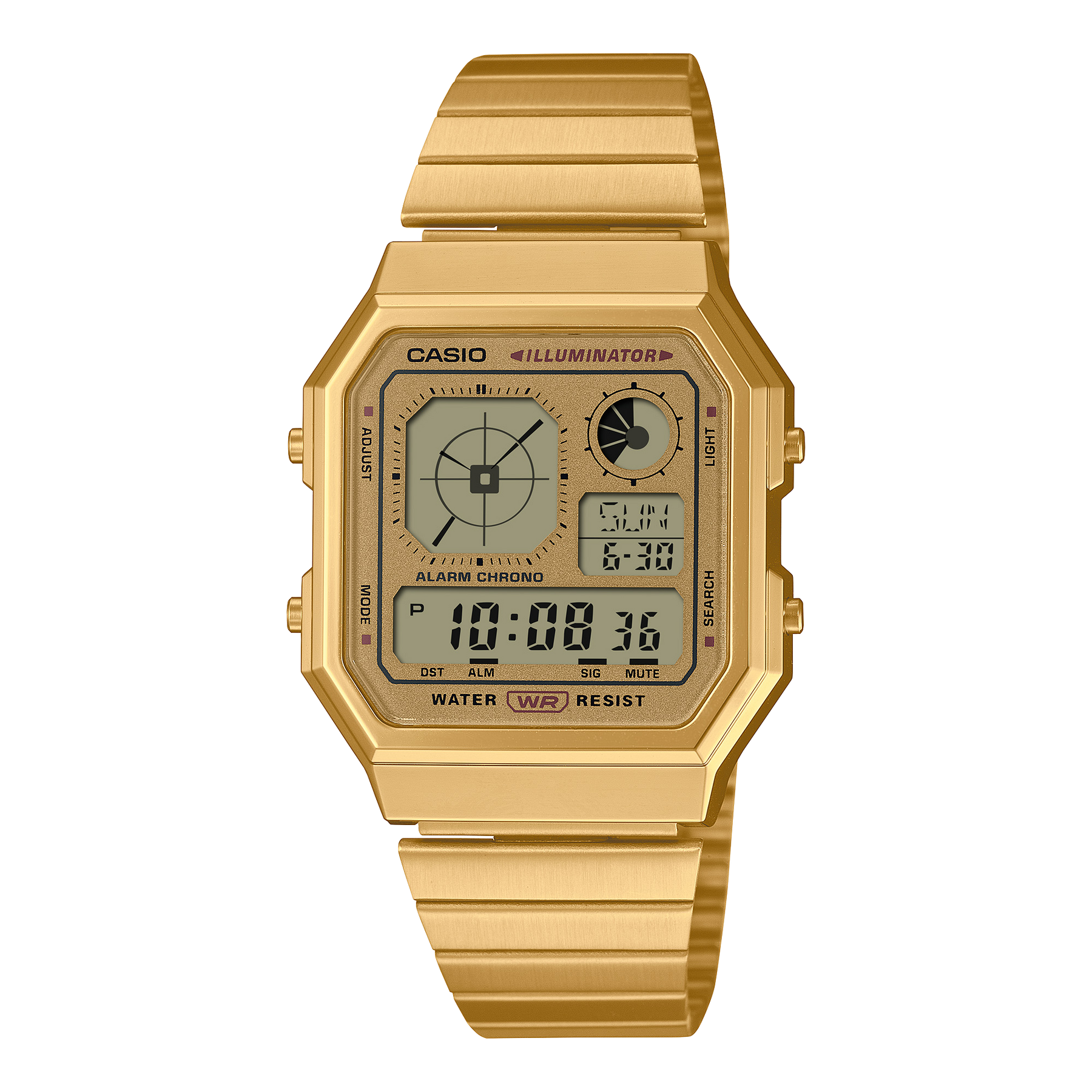 Casio Digital Octagon, Gold Dial, Gold Case & Band - A130WEG-9A G-SHOCK 