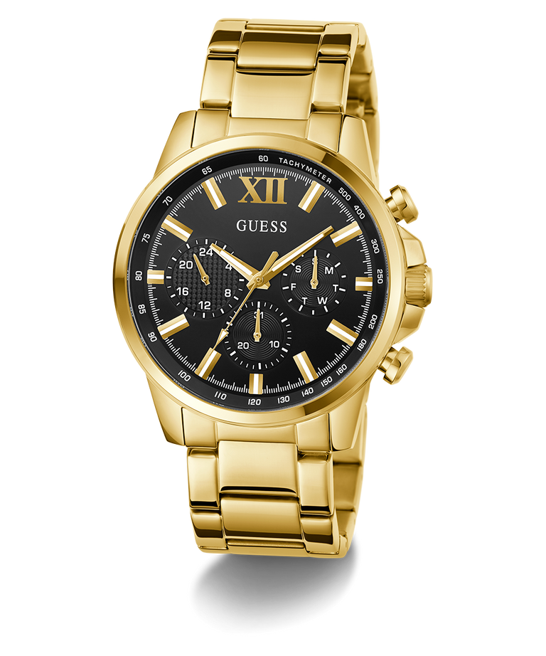 Guess Gents Walker Black Dial, Gold Tone Multi-Function Watch - GW0900G3 GUESS 