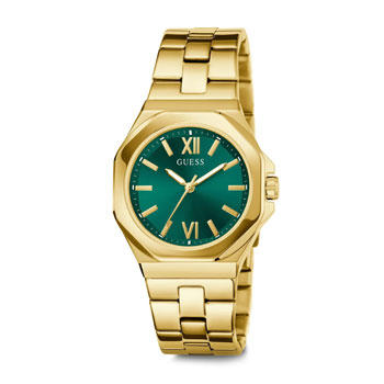 Guess Ladies Express Green Dial, Gold Case & Band Watch - GW0873L2 GUESS 