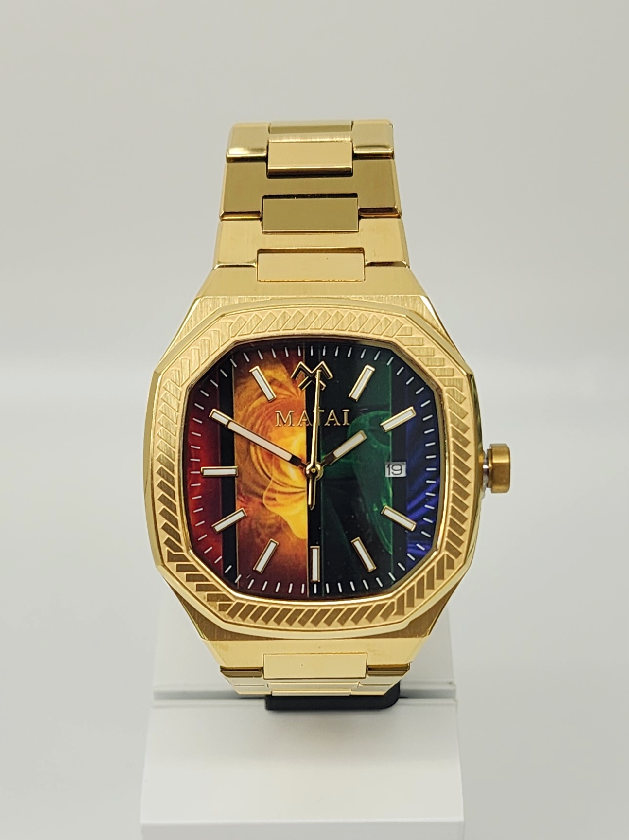 MATAI IM2 Collection 100M WR, Ragge Dial Gold Case & Band WATCH 