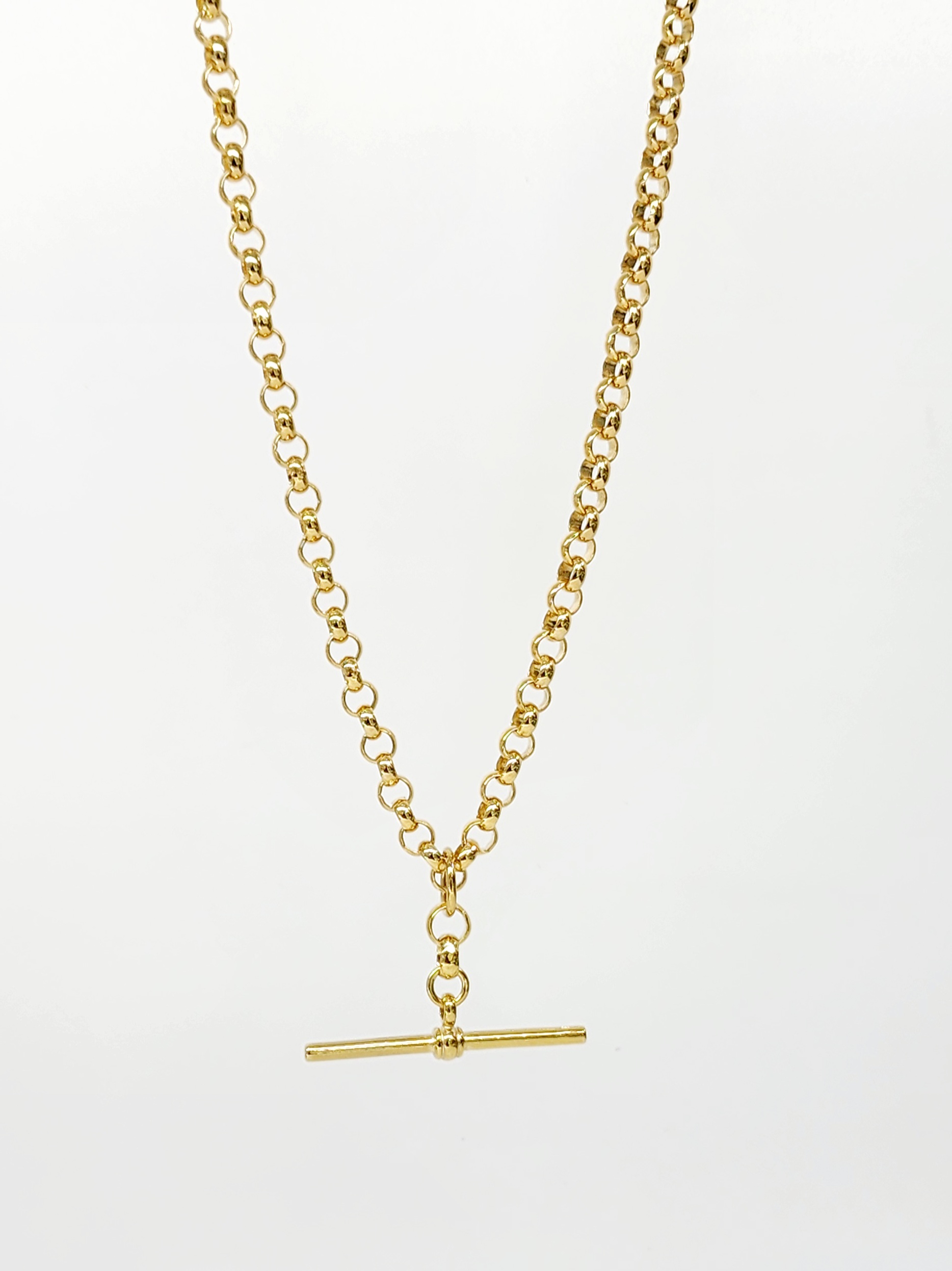 9ct Yellow Gold 60cm B3 Round Belcher Chain with 35mm 9ct Gold Fob Pendant Gold Pendants 