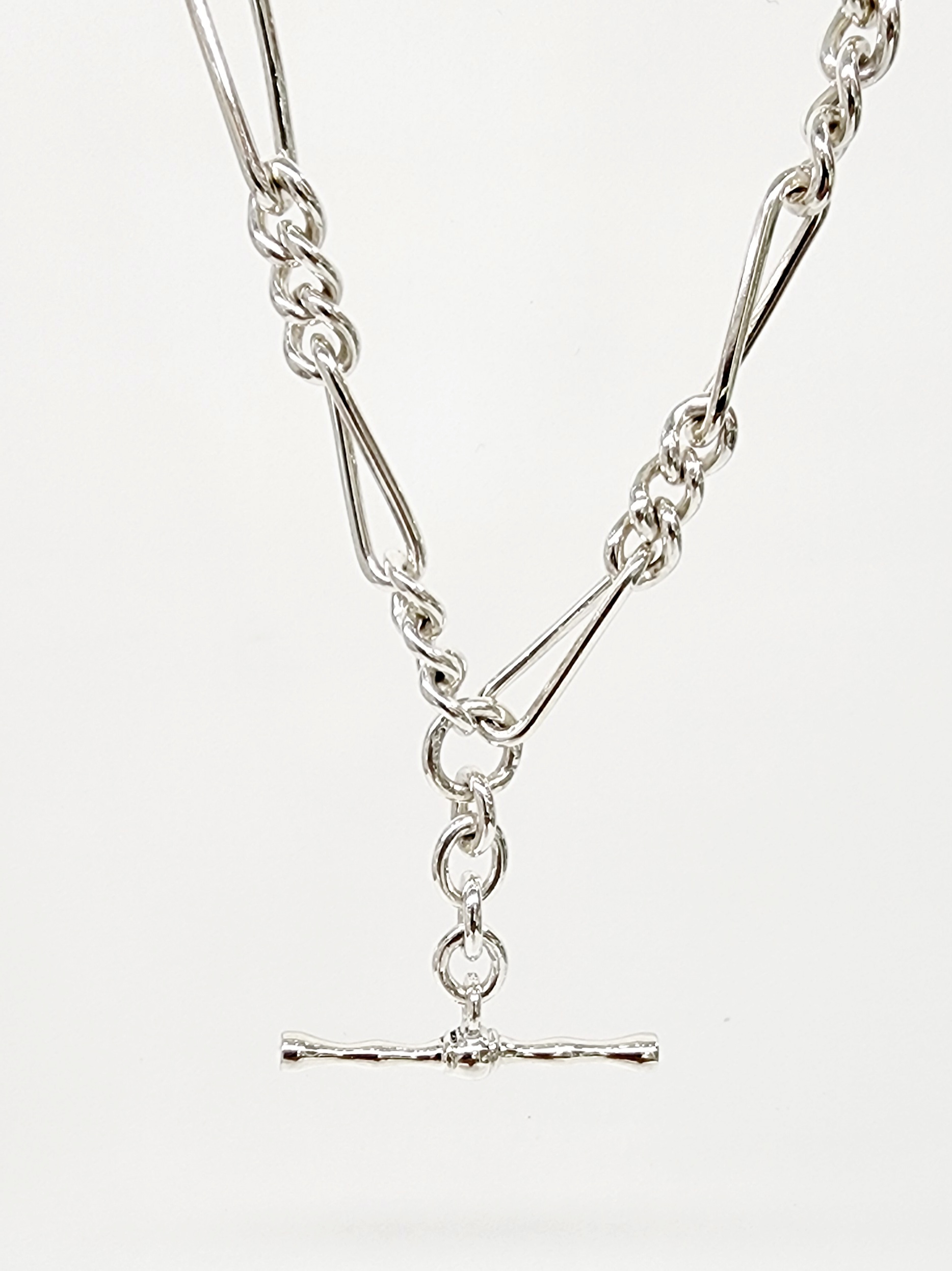 Sterling Silver 55cm Figaro Chain Necklace with T-Bar Pendant - SNK3 bulova 