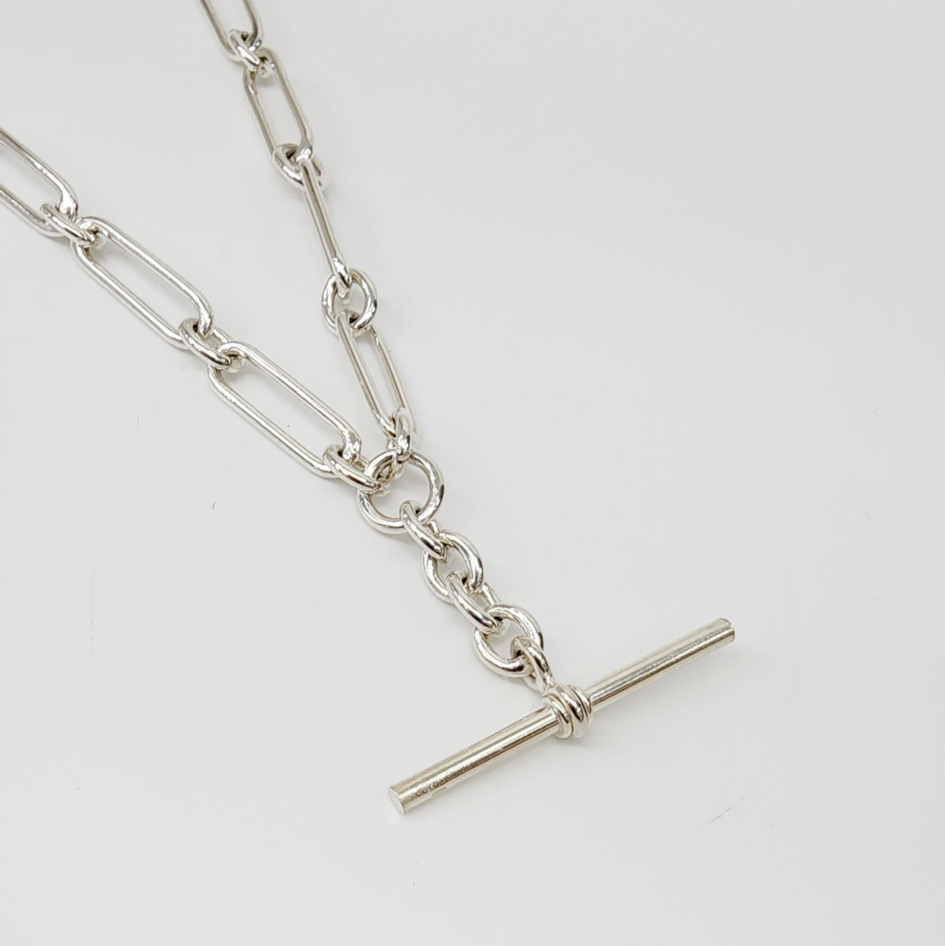 Sterling Silver 55cm Paperclip Necklace with T-Bar Pendant - SNK5 bulova Sterling Silver 55cm Paperclip Necklace with T-Bar Pendant - SNK5 bulova