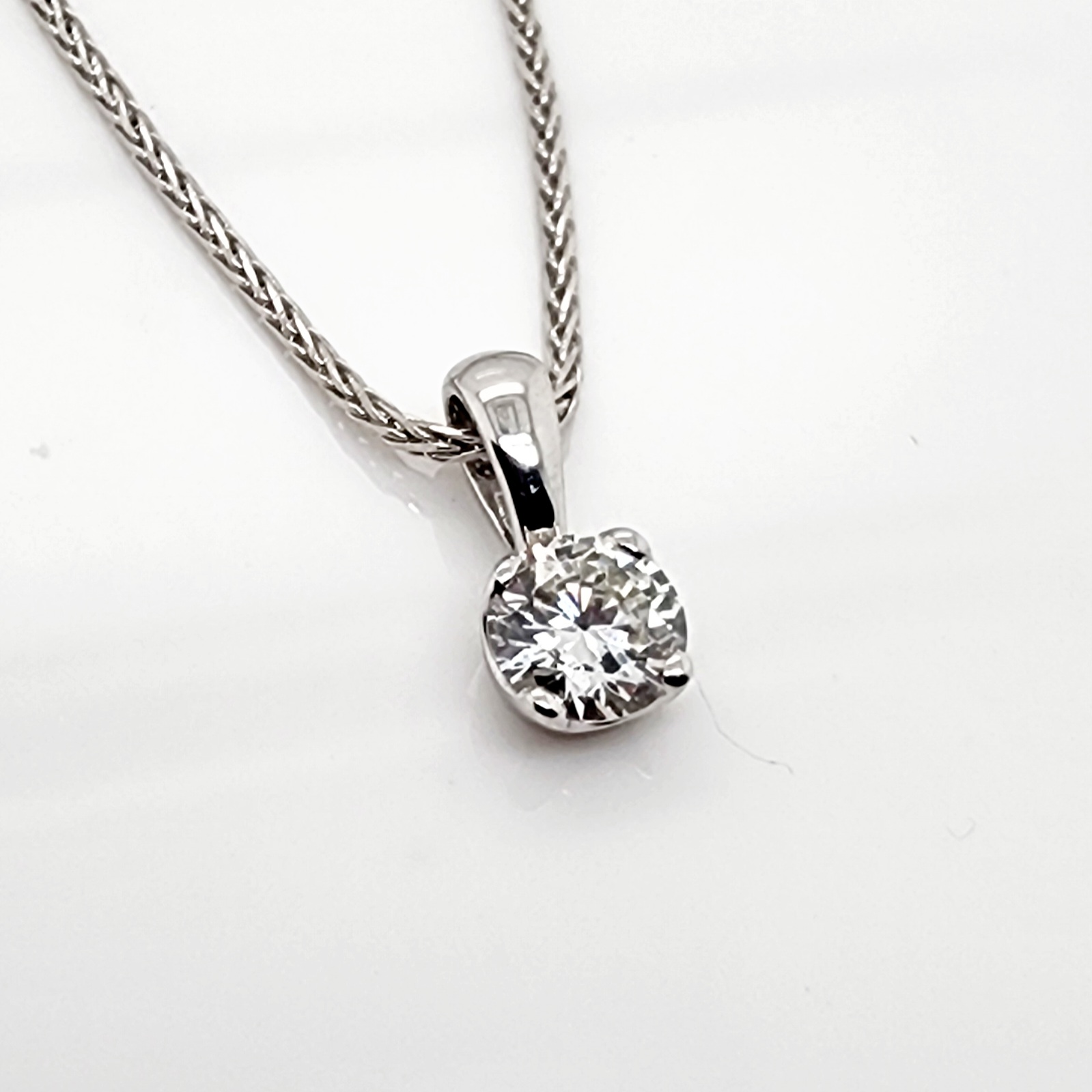 Round Brilliant 0.37ct Lab Grown Four Claw Stud Diamond Pendant 9ct White Gold - CYP3727 Gold Earrings 