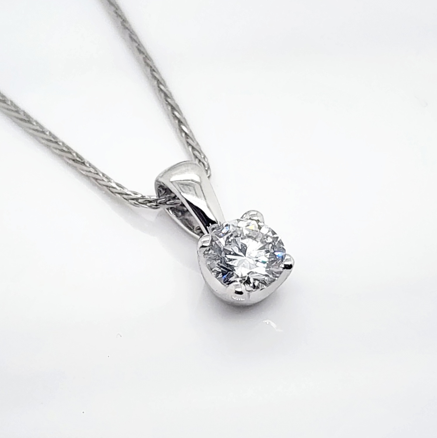 Round Brilliant 0.53ct Lab Grown Four Claw Stud Diamond Pendant 9ct White Gold - CYP1795 Gold Earrings 