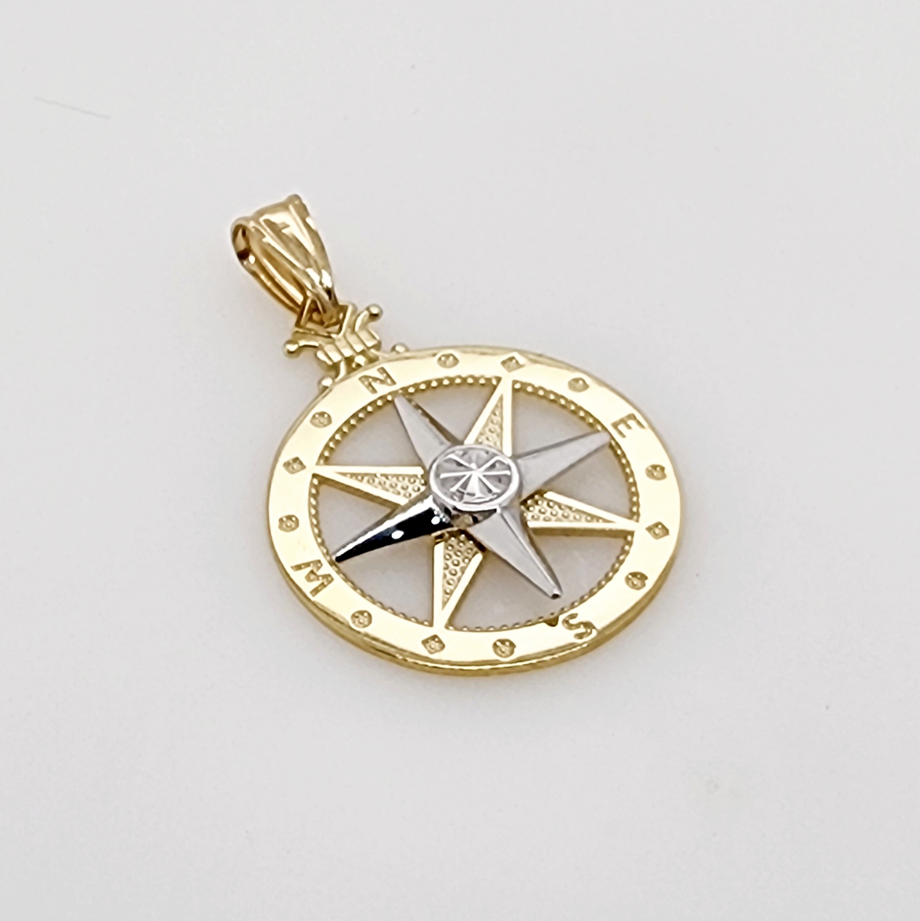 9ct Yellow & White Gold Compass Pendant - IP1368 Gold Earrings 