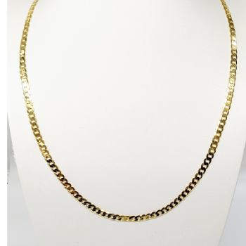 9ct Yellow Gold Gents Flat Bevel Sided Diamond Cut CD120 Curb Link Chain - 56cm Gold Chain 