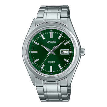 Casio Gents Analog Green Dial, Stainless Steel Case & Band - MTPB180D-3A Greenstone?Jewellery 