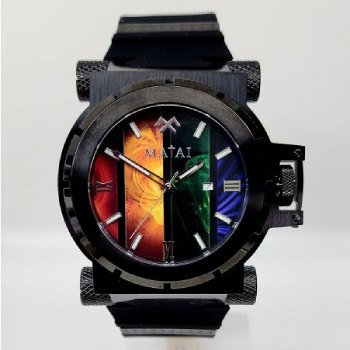 MATAI Genesis G4 Black Case, Ragga Dial, Black Silicone Strap WATCH 