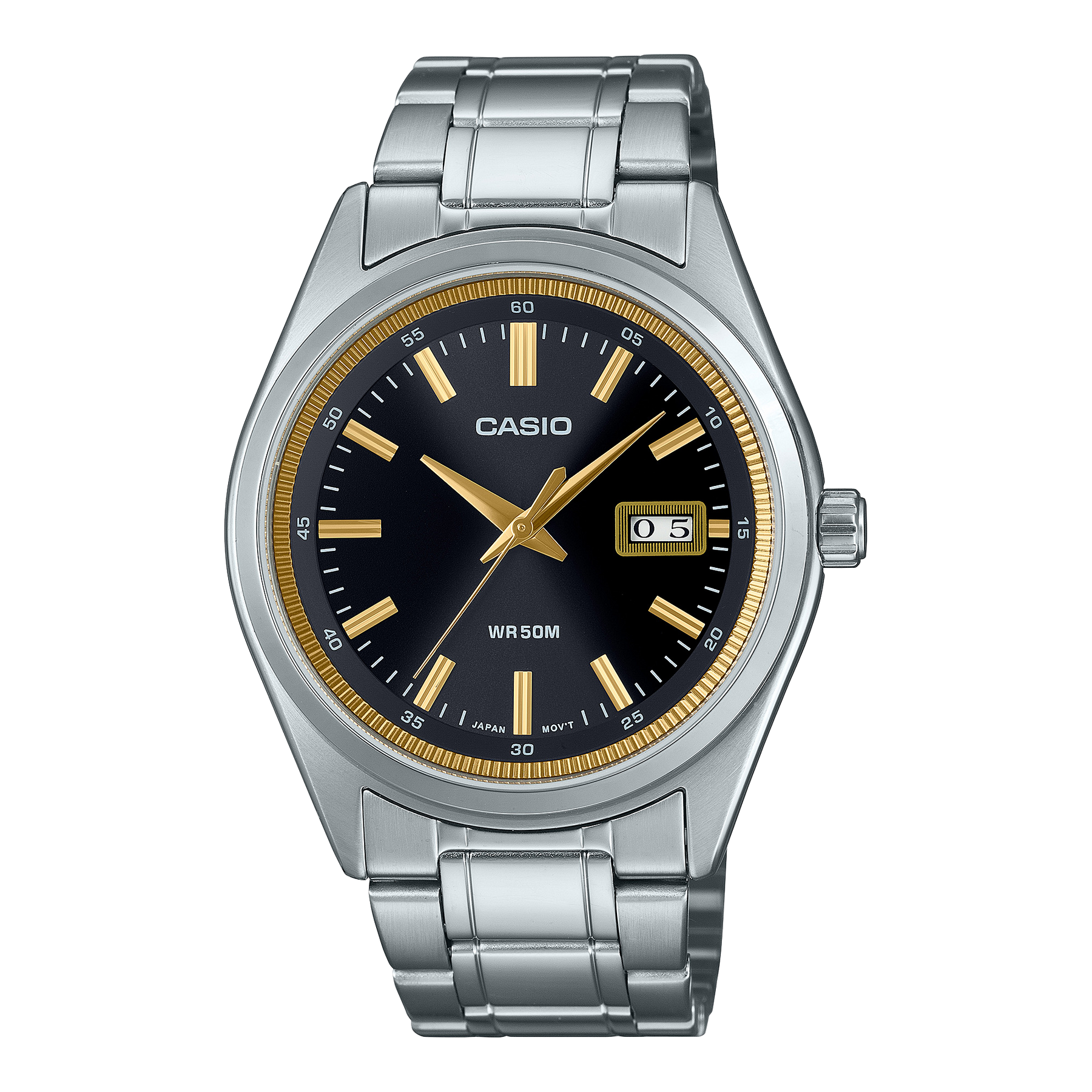 Casio Gents Analog Black Dial, Stainless Steel Case & Band - MTPB180D-1A2 Greenstone?Jewellery 