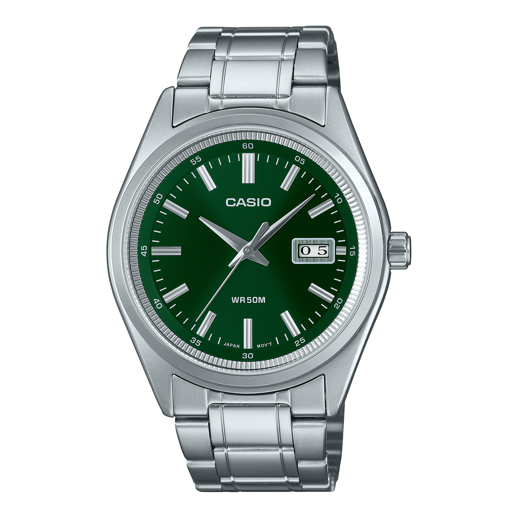 Casio Gents Analog Green Dial, Stainless Steel Case & Band - MTPB180D-3A Greenstone?Jewellery 