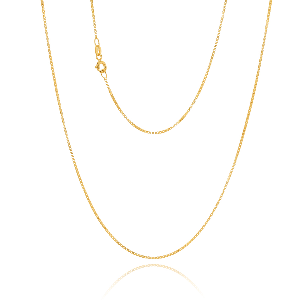 9ct Yellow Gold Veneziana 4 Sided Box Chain 0.80mm - 45cm Gold Chain 