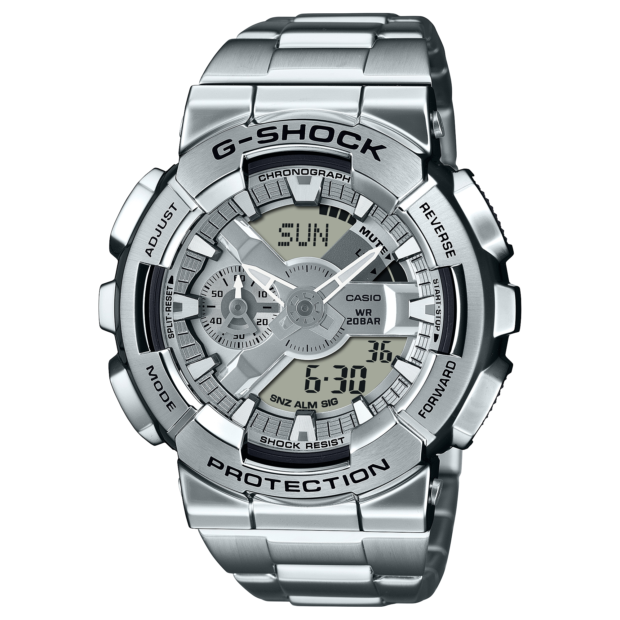 G-Shock G-Steel Duel Time, Silver Dial & Case, Stainless Steel Band 200M WR - GM110D-8A CASIO 