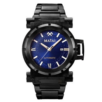 MATAI Genesis G4 SX One Automatic Black Case & Strap, Blue Dial WATCH 