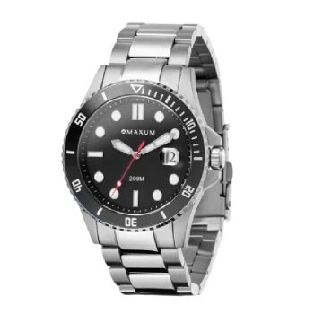 Maxum Prince Analogue Date Watch, Black Dial, Silver Case & Bracelet 200M WR - MW23100G01 MAXUM 