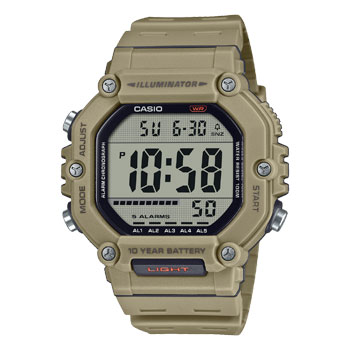 Casio 100M WR, Large Digital LED Light, Brown Case & Strap, 10YR Battery - AE1600H-5A Seiko 