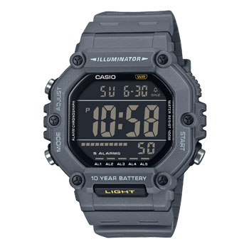 Casio 100M WR, Large Digital LED Light, Grey Case & Strap, 10YR Battery - AE1600H-8B Seiko 