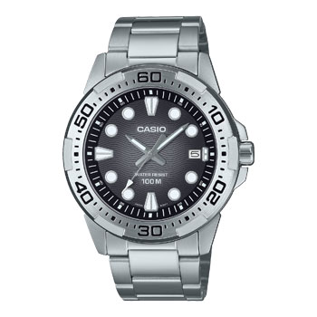 Casio Analogue Divers Look 100M WR Black Dial Stainless Steel Case & Band - MTD140D-1A Seiko 