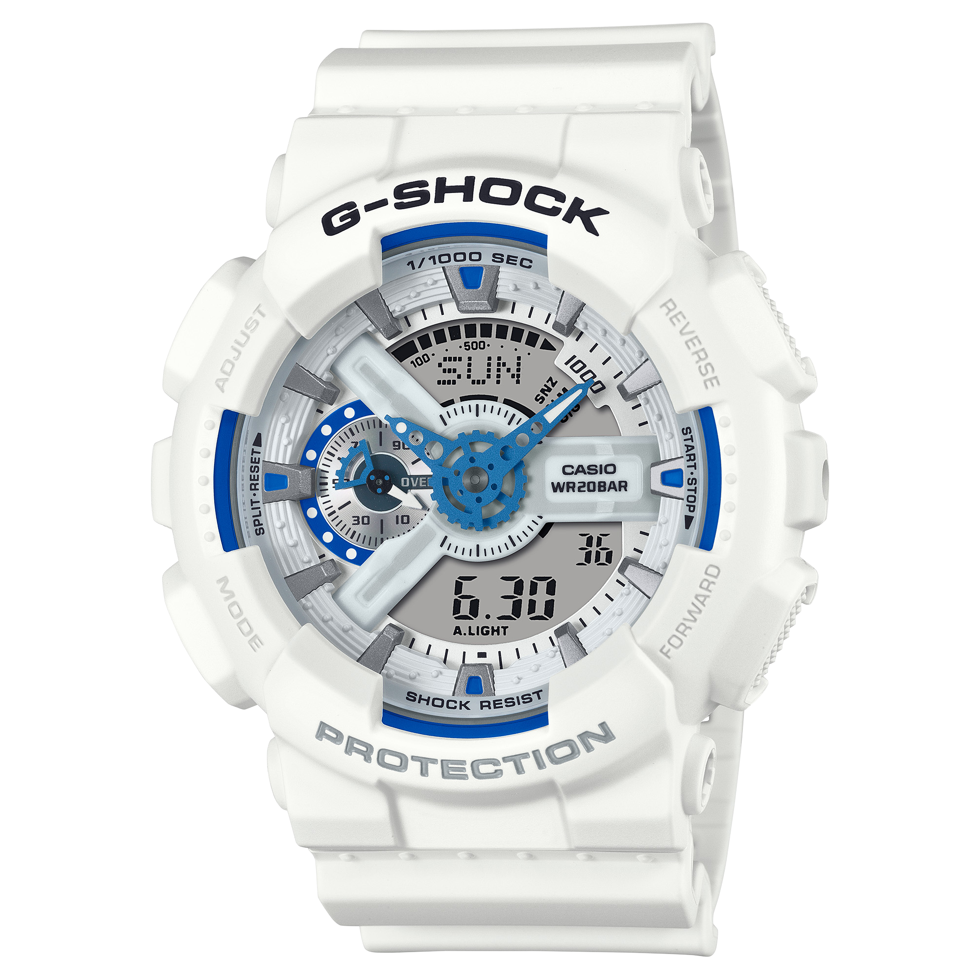 G-Shock Duel Time "Sea of Star Glow" 200M WR, White Dial, White Case & Resin Band - GA110HDS-7A CASIO 