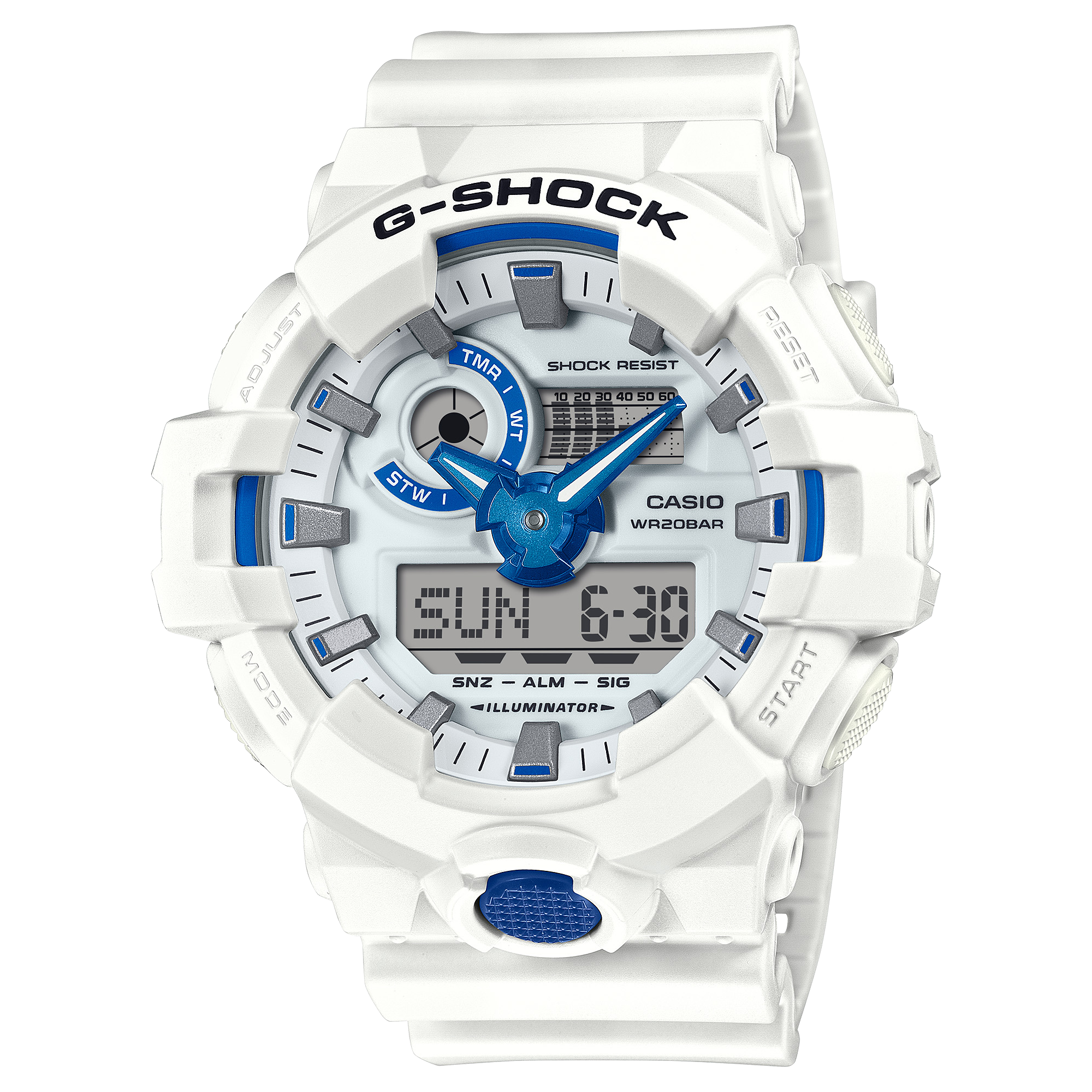 G-Shock Duel Time "Sea of Star Glow" 200M WR, White Dial, White Case & Resin Band - GA700HDS-7A CASIO 