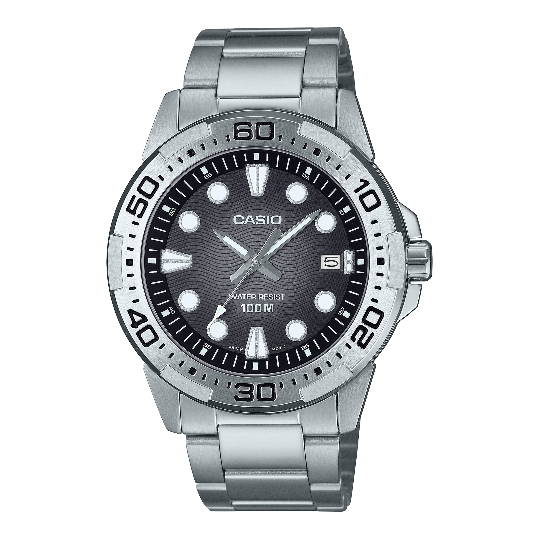 Casio Analogue Divers Look 100M WR Black Dial Stainless Steel Case & Band - MTD140D-1A Seiko 
