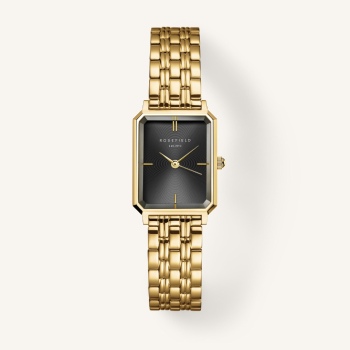 Rosefield Octagon XS Black Sunray Steel Gold - OBGSG-O61 WATCH 