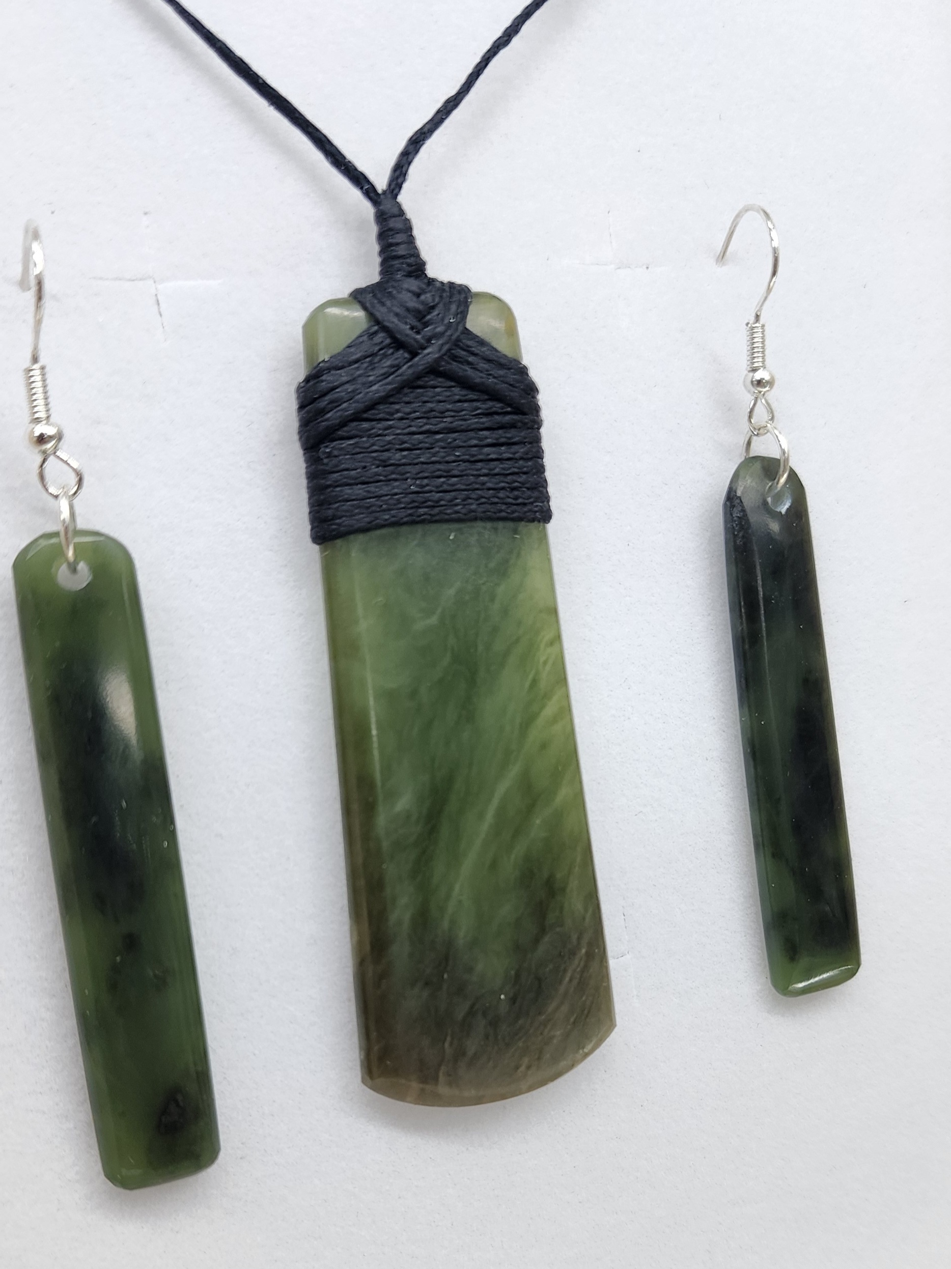 New Zealand Pounamu Toki Pendant & Earring Set - GSS001 Greenstone?Jewellery 