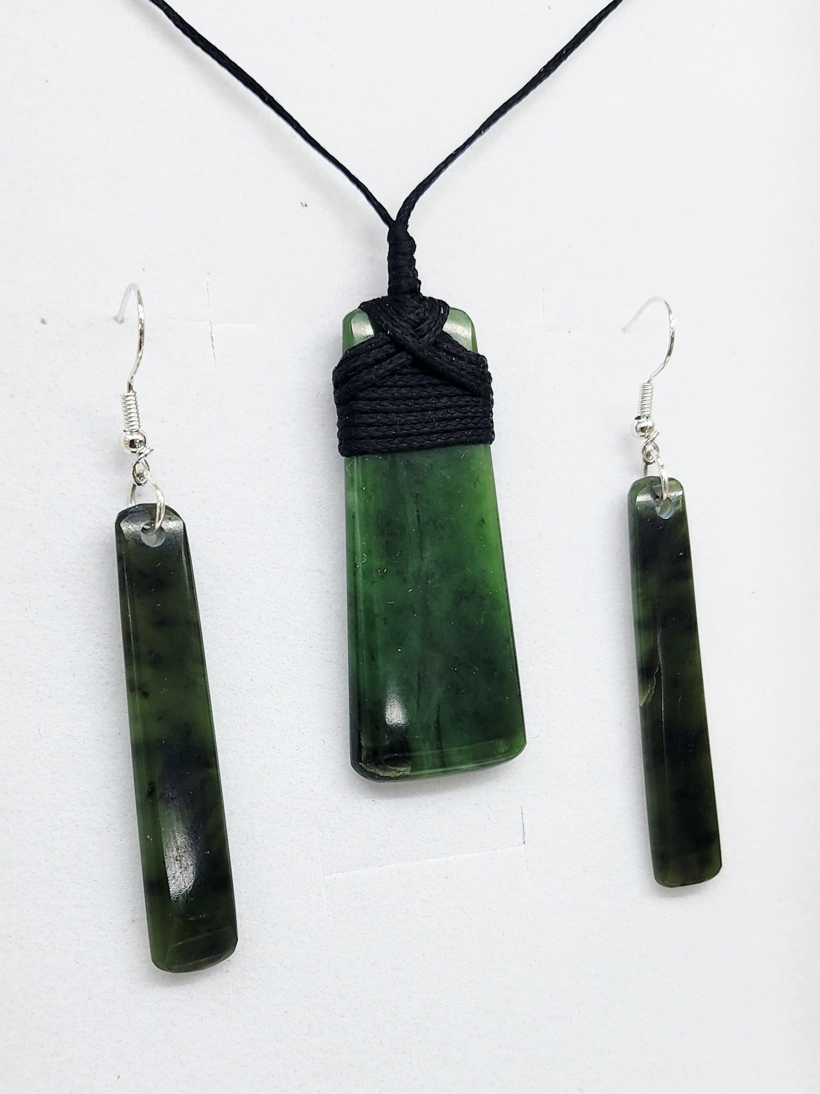 New Zealand Pounamu Toki Pendant & Earring Set - GSS002 Greenstone?Jewellery 