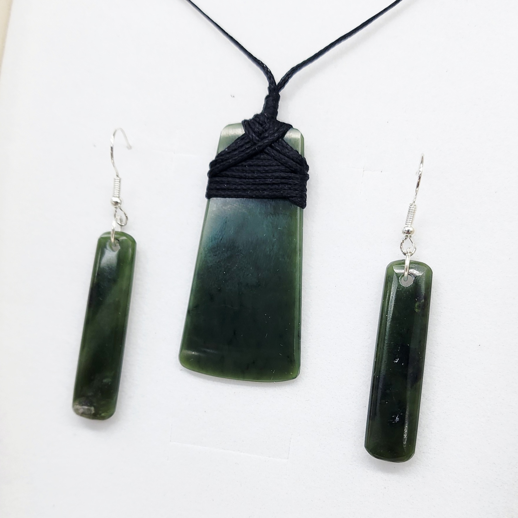 New Zealand Pounamu Toki Pendant & Earring Set - GSS003 Greenstone?Jewellery 
