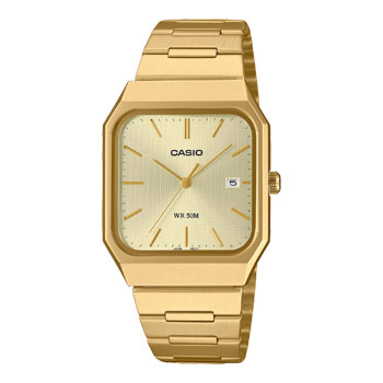 Casio Analogue Square Case, Gold Dial, Gold Case & Band Watch - MTPB185G-9A CASIO 