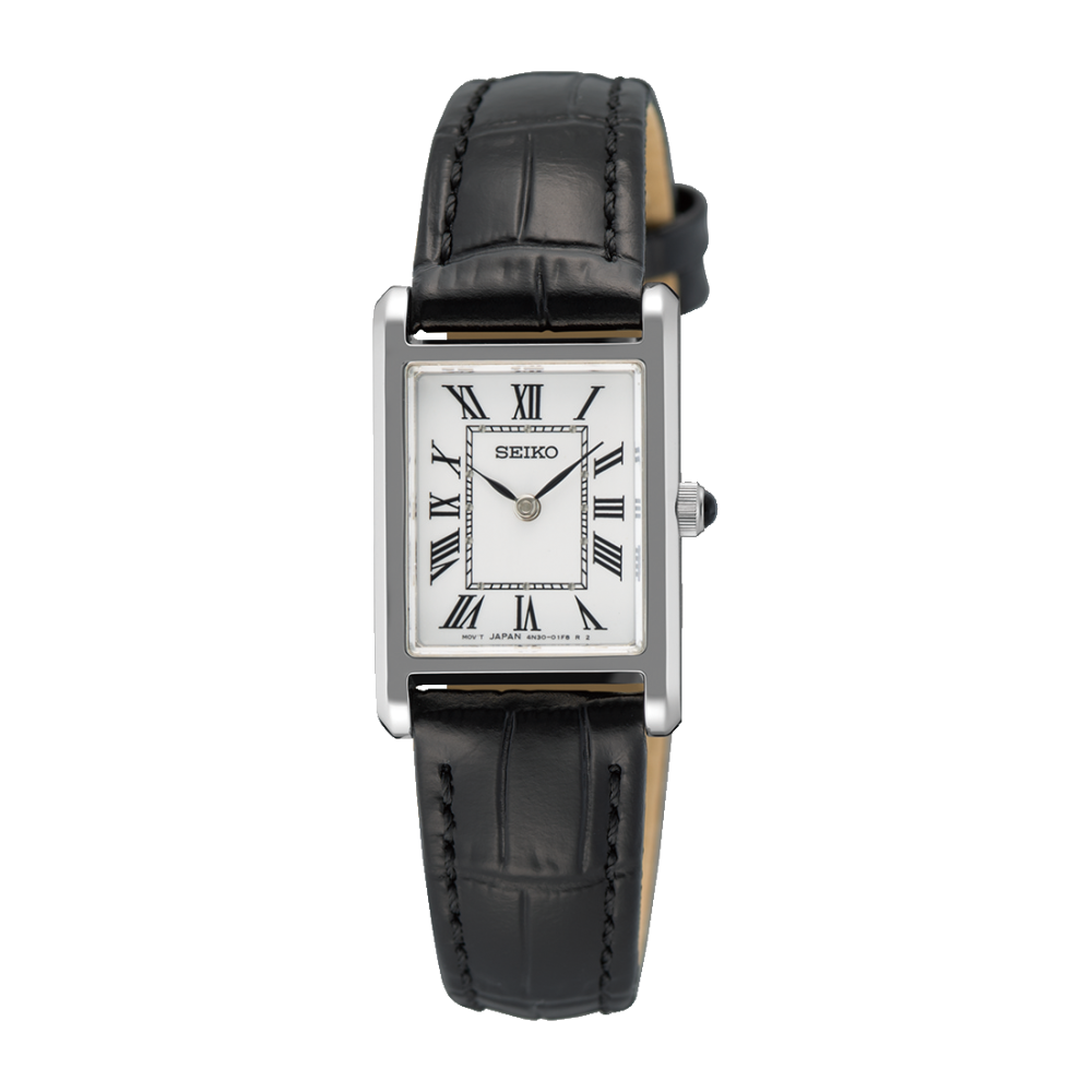 Seiko Ladies Classic Quartz Watch Silver Case & Black Leather Strap - SWR107P1 CASIO 