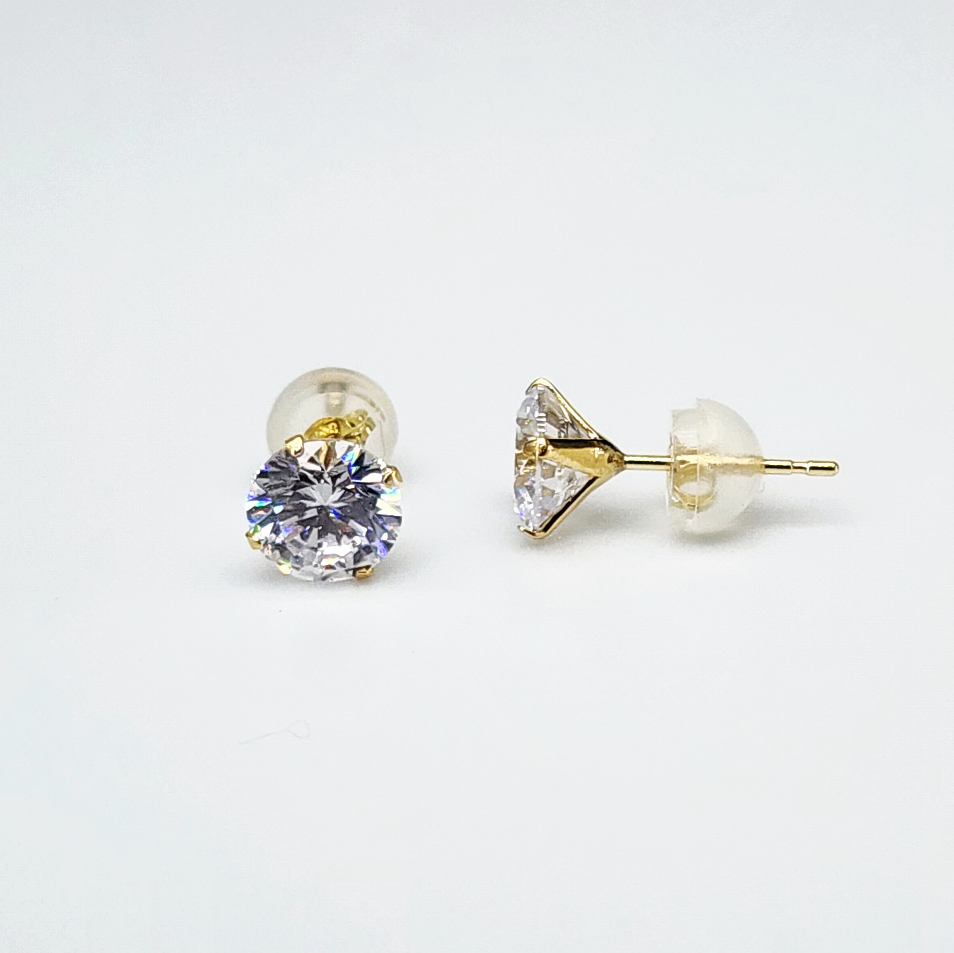 18ct Yellow Gold 6mm Round 4 Claw Cubic Zirconia Stud Earrings - K18-6MMCZ (Copy) Gold Earrings 