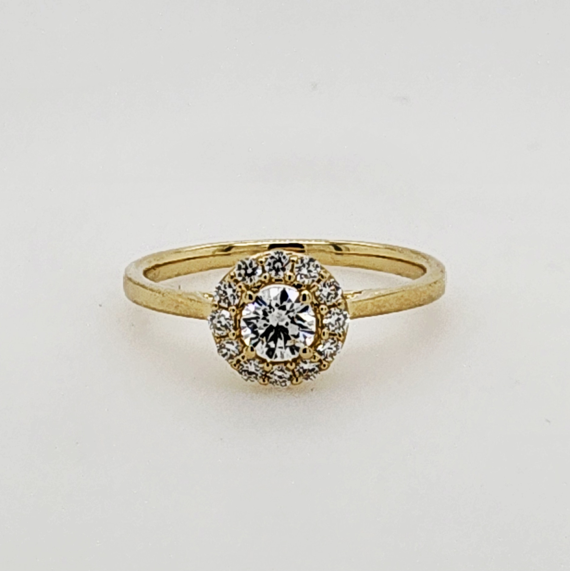 9ct Yellow Gold 0.40ct Lab-Grown Diamond Halo Engagement Ring - AURG1275 Gold Earrings 